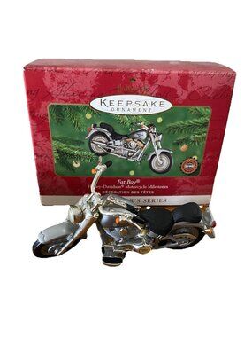Hallmark Keepsake Ornament 2000 2nd Harley Davidson Fat Boy Motorcycle 4” Tall